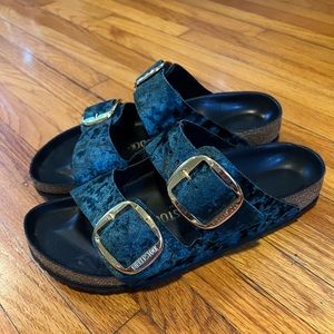 Arizona (Forrest Green) Velvet Birkenstocks